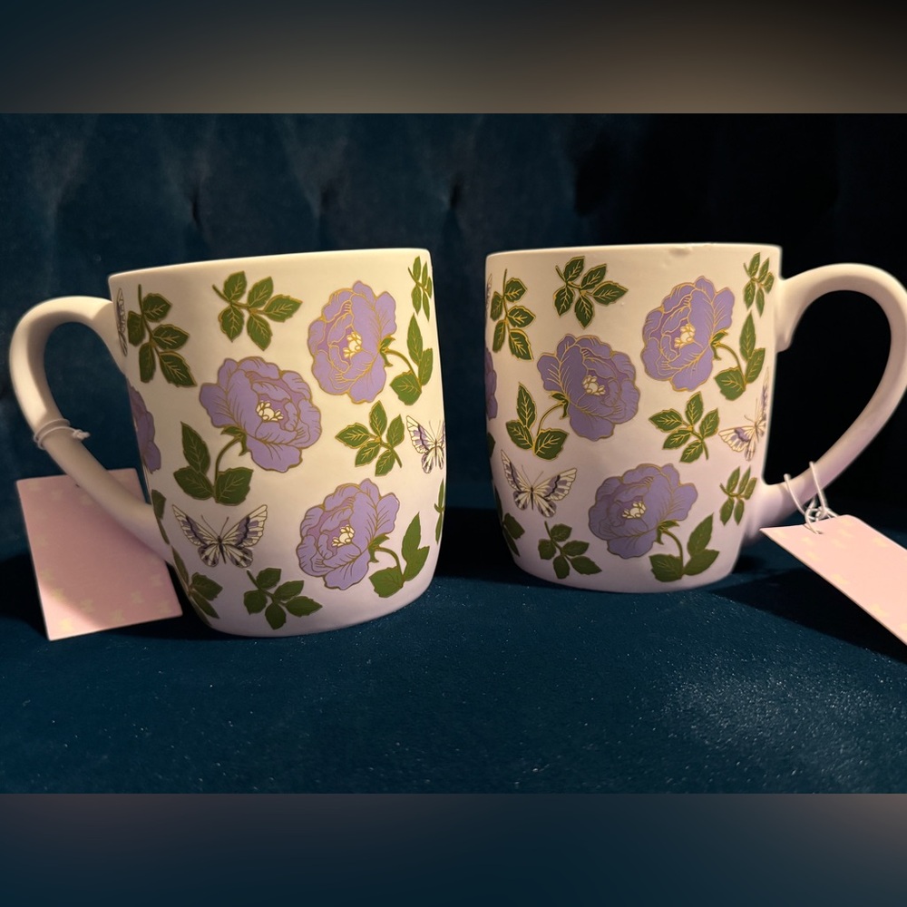Petal & Pearl Soft Touch Coffee Mug - lavender ombré rose & butterflies - Picture 3 of 5